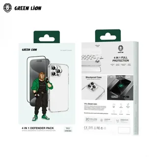 پک گارد و گلس ضد ضربه و ضد خش 4 در 1 گرین لاین Defender Pack iPhone 16 Pro Max