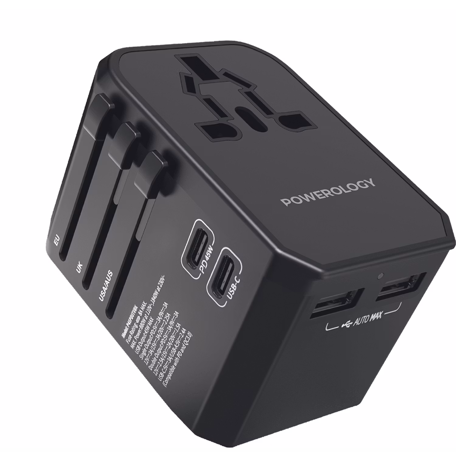 شارژر دیواری پاورولوژی Universal Travel Adapter توان 45 وات